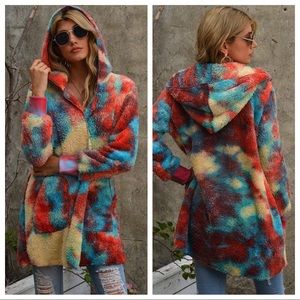 ❣NWT Faux Fur Fuzzy Tye Dye Jacket❣